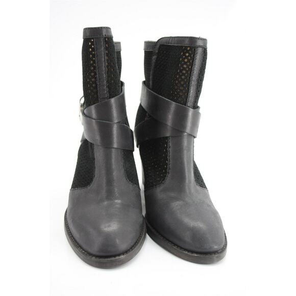 Aquatalia by Mravin K Fawn Black Mesh Suede Ankle Boots size 6 Heel Toe - Picture 10 of 11